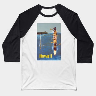 Hawaii Outrigger Canoe Diamond Head Waikiki Beach Baseball T-Shirt